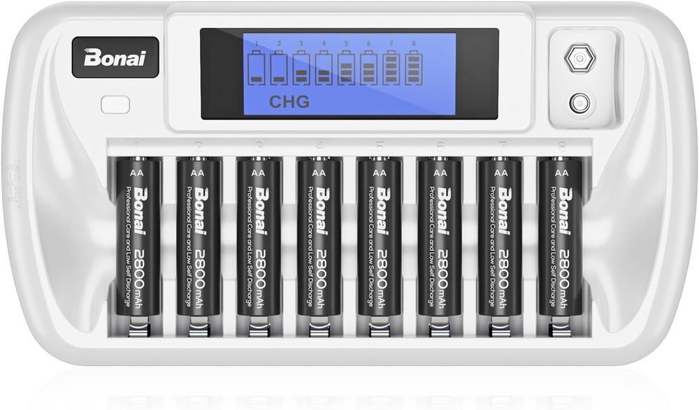 зарядний пристрій Bonai на 8+1  із РК-дисплеєм для 1,2 В NiMH AA AAA 9