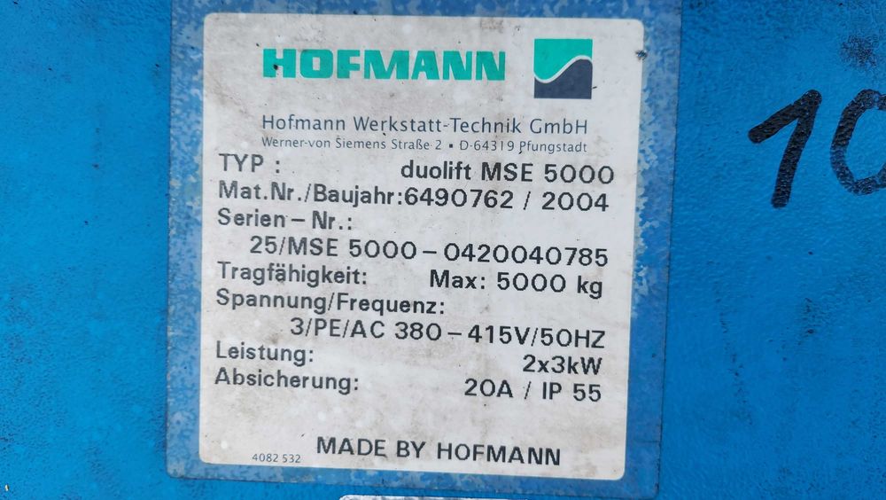 Podnośnik warsztatowy HOFMANN MSE 5000 kg