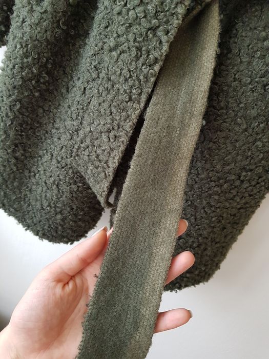 Jesienny płaszczyk miś bukla s m l szlafrokowy khaki zielony włoski