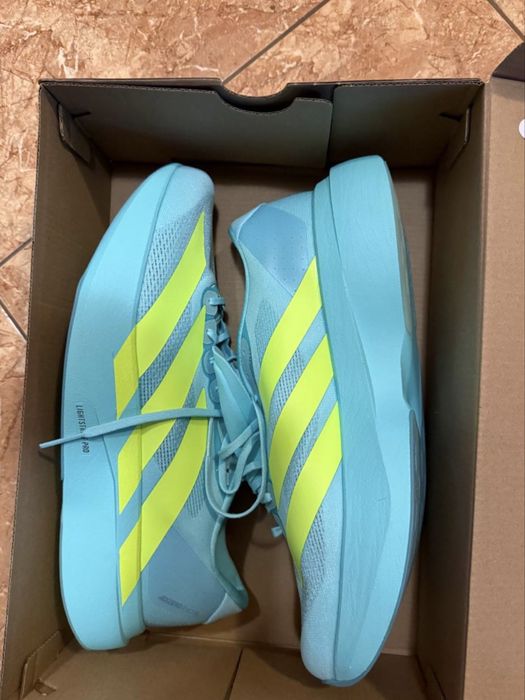 Adidas Adizero Evo SL Mens Running Shoes Aqua Blue Lemon Lightweight