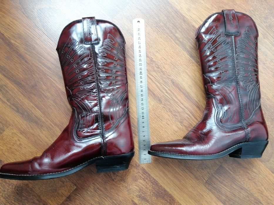 Сапоги boots ковбойские козаки красные кожа 36 корпоратив ковбой носок