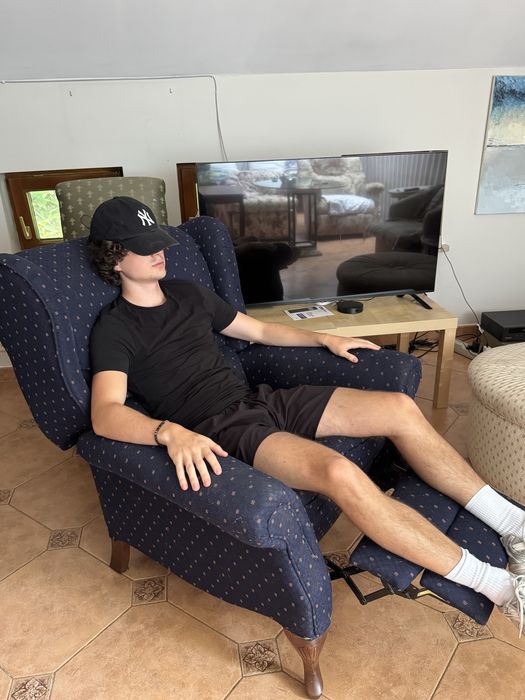 Fotel typu Lazy Boy Granatowy