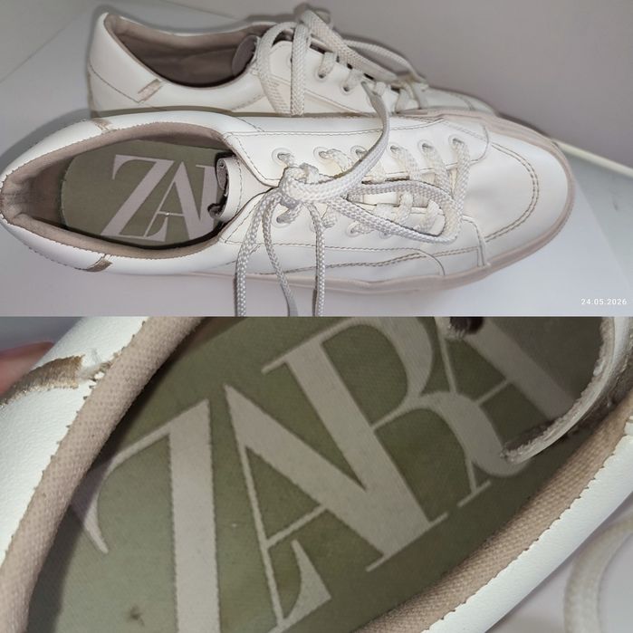 белые кеды ZARA на платформе 39