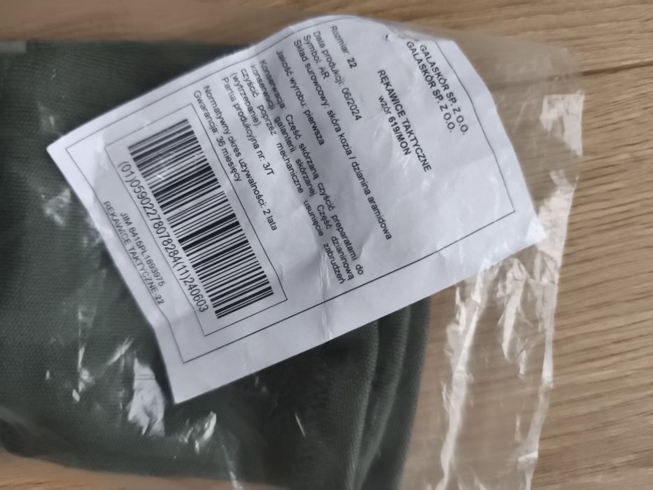 Rękawiczki taktyczne wzór 619/mon 
Rozmiar 22