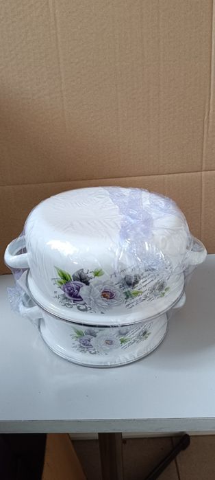 Zestaw garnków emaliowanych 6 elementów 14,16,18, nowe