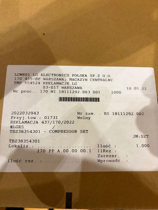 Sprężarka LG mirror nowa