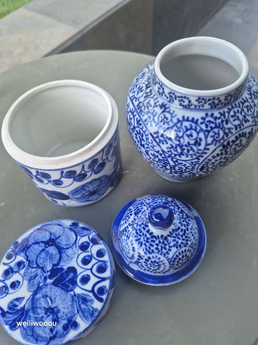 Lote 2 Boiões Azul e Branco com tampa