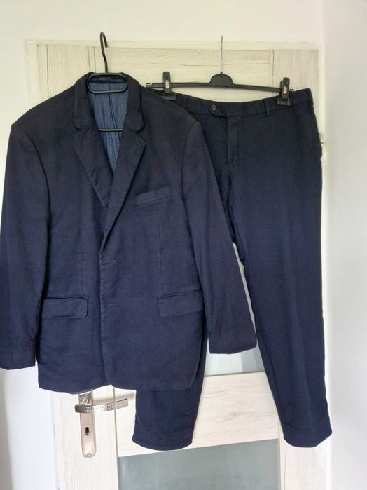 Garnitur męski Bytom XL 100% wełna granatowy + koszula gratis