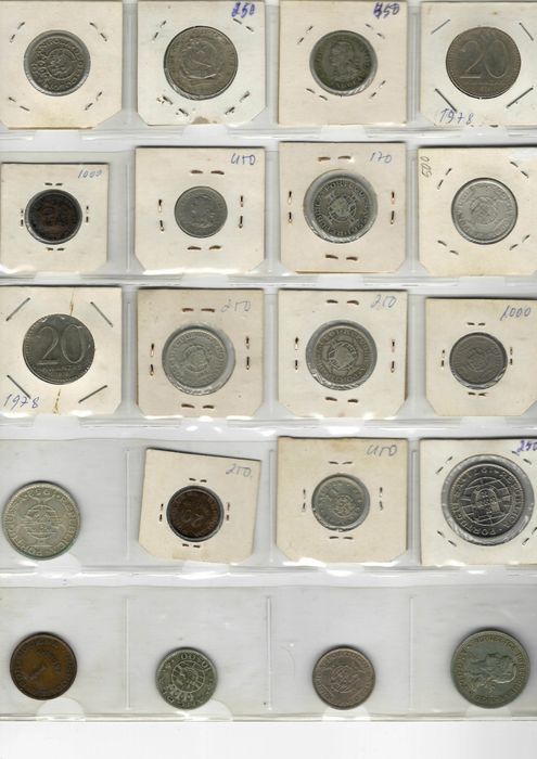 Lote de 20 Moedas de Angola (1927–1978) Prata & Metal Comum