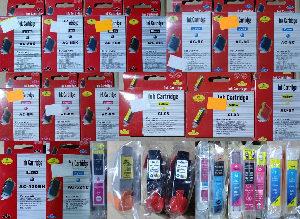 Tusze Canon zamienniki zestaw 72 szt. (przeterminowane)