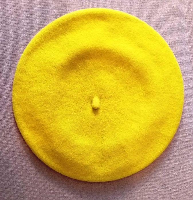 Beret damski groszek limonka