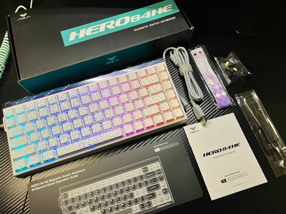 Клавіатура AULA Hero 84 — біла, RGB, Hall Effect, ідеальний стан