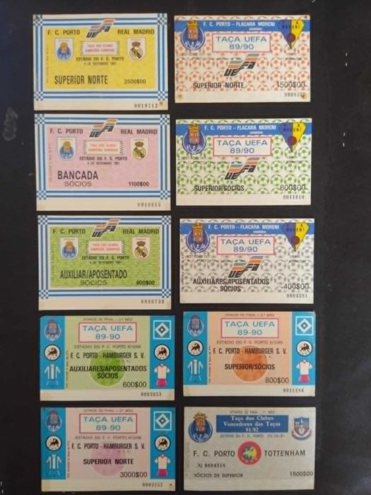 Bilhetes de Jogos Internacionais do FC Porto Antigos.