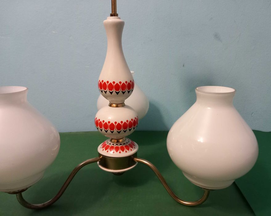 Żyrandol porcelanowy Lampa sufitowa wisząca sprawna RETRO z PRL