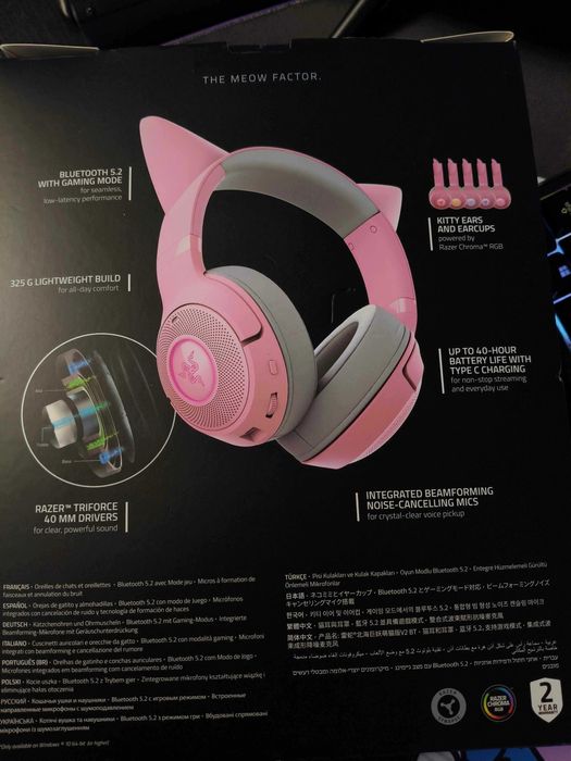 Auscultadores Gaming Bluetooth Razer Kraken Kitty V2 - Quartz