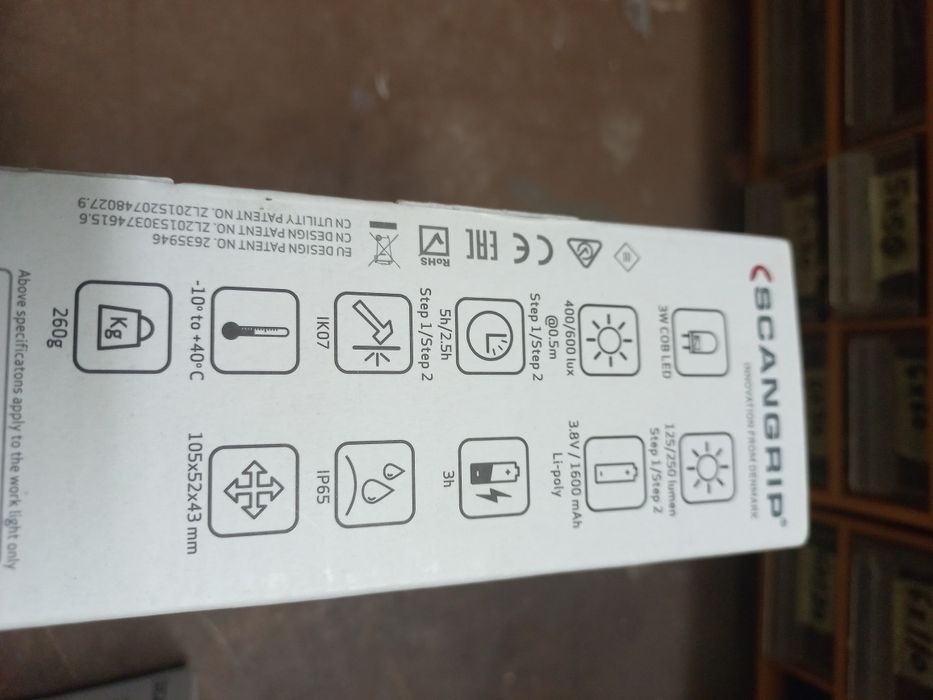 Lanterna de cabeça Scangrip I-View
1600
Bateria:
Bateria de iões de lí