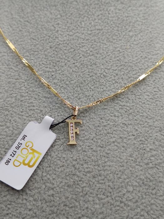 Złota Zawieszka Literka "F" Pr.585 Nowa Zapraszamy