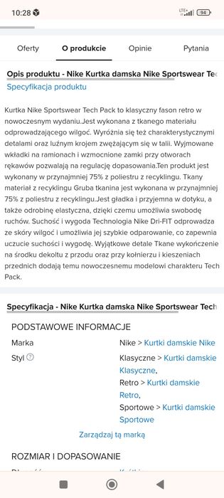 Kurtka Nike damska
