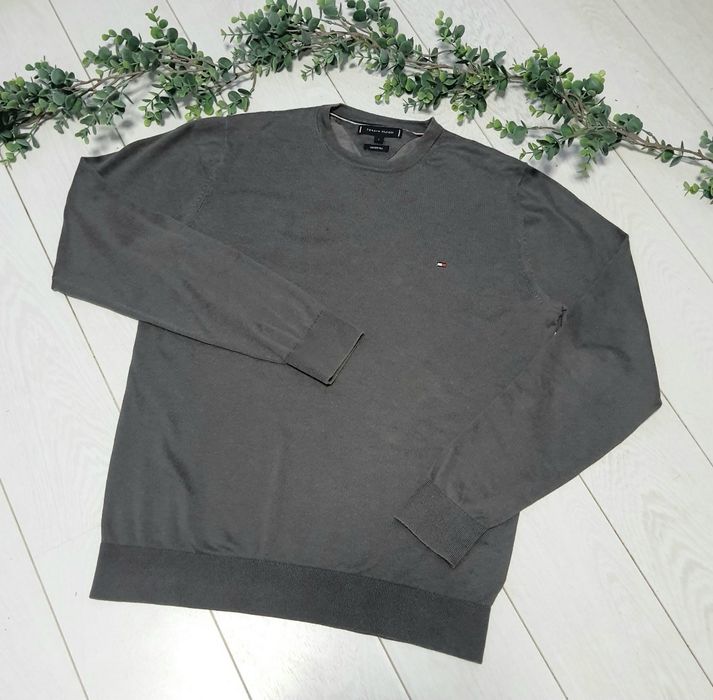 Tommy Hilfiger  Cotton Silk sweter męski, szary  / stalowy,  L.