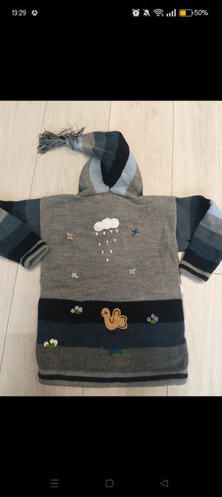 Sweter dziecięcy akrylowy szary rozm na 8 lat