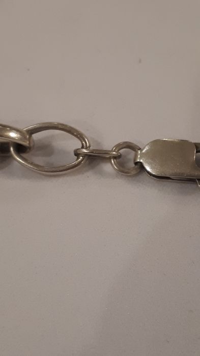 srebrny łańcuch na szyję duże oczka w