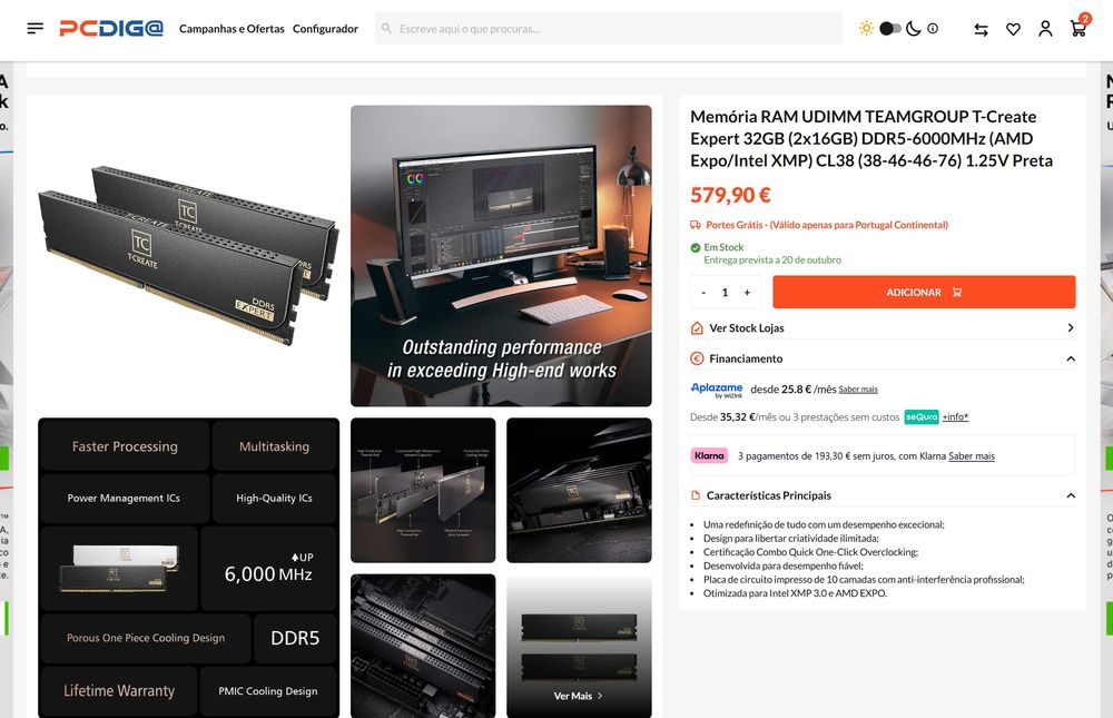 TEAMGROUP T-Create Expert 32GB (2x16GB) DDR5-6000MHz (AMD Expo/Intel XMP) CL38