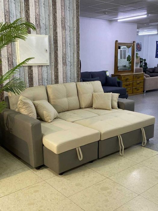 Sofá-cama com arrumação e 2 pufes (envió grátis)