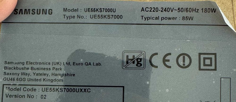 UE55KS7000UXXC Partes de Televisao
