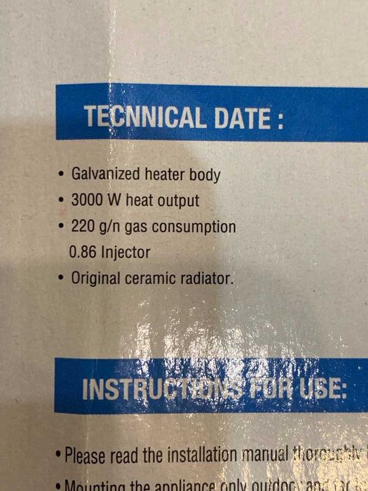 3000 ВАТ Газовый керамический обогреватель Nurgaz 3кВт NG-310 3000WAT