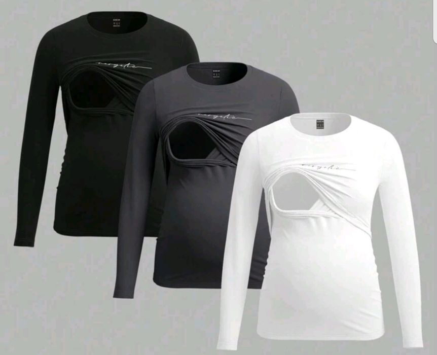 Czarna bluzka do karmienia piersią r. S