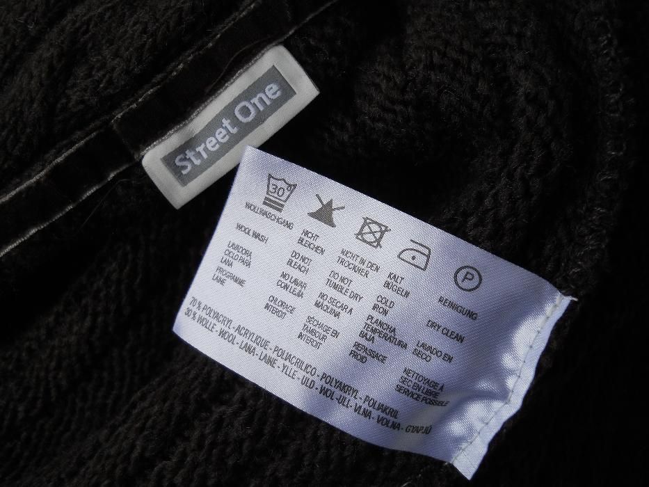 Uroczy długi KARDIGAN Narzutka Warkocz milutka Czekoladowa r.M/L