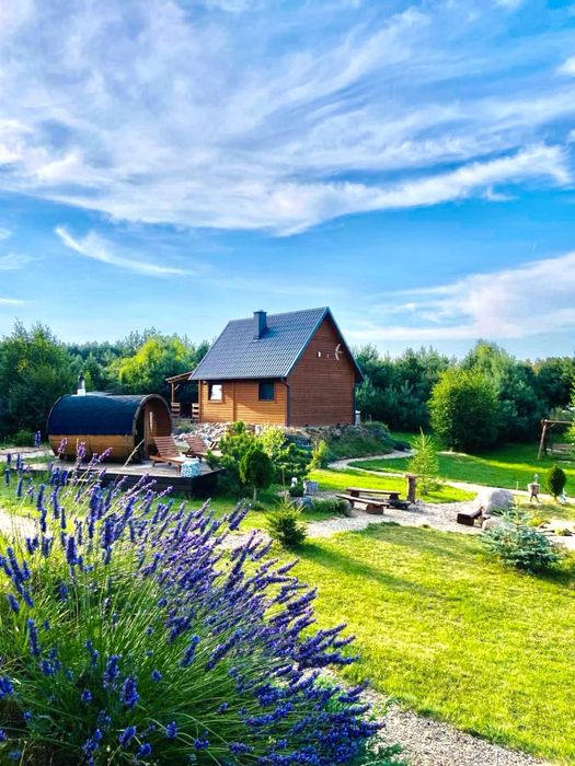 Całoroczny domek z balią, sauną i kominkiem na Kaszubach