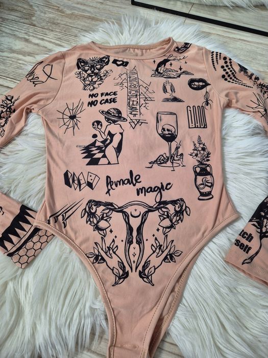 Боди женское с имитацией тату