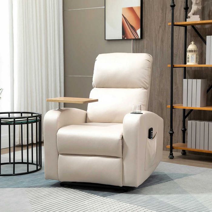 Sofá de Massagem, Cadeira Relax Elétrica, Reclinação 145, Bege