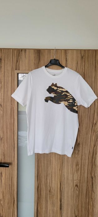 Biały męski T-shirt nadruk bawełna Puma,roz S