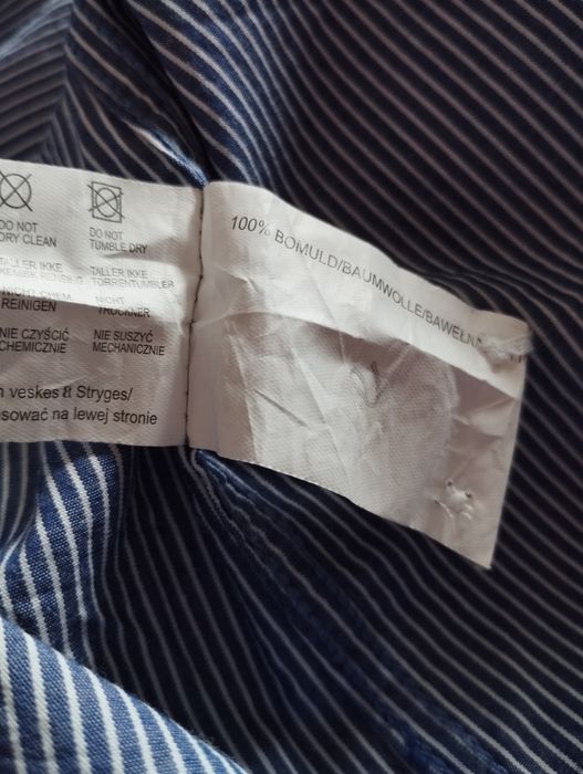 Koszula męska z długim rękawem granatowa w białe paski Carry