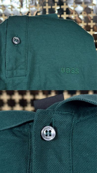 Преміальний лонгслів-поло Hugo Boss оригінла S-M Dark Green