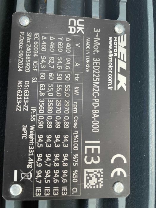 Nowy silnik elektryczny 55 kW 2980 obr kołnierzowo-łapowy