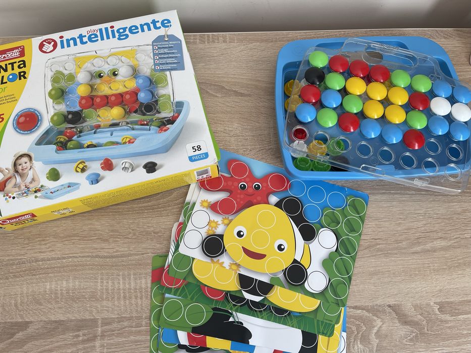 Дитяча мозаїка з картками та дошкою (48 великих фішок), Quercetti