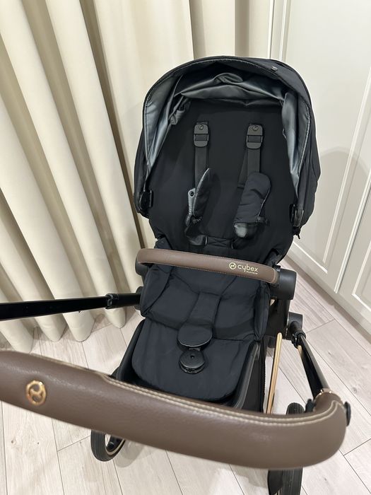 Коляска 2 В 1 Cybex Priam Sepia Black, Шасі Rosegold