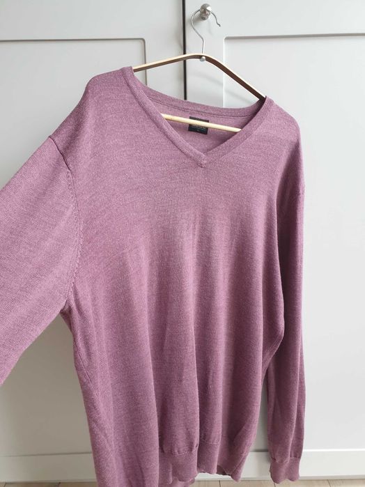 Fioletowy wełniany sweter 100% wełna merino ACW85 XL