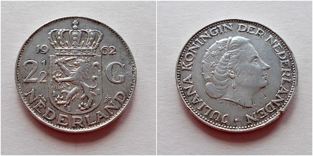 Holandia 2 1/2 guldena 1962 r-srebro