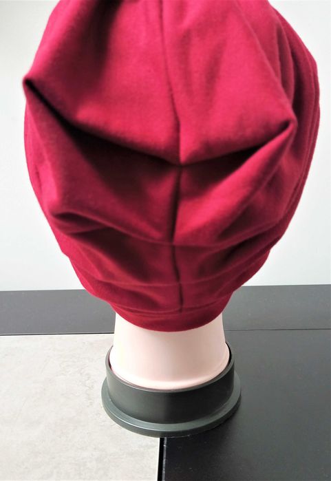 Czapka turban wiosenny damski bordowy czerwony handmade rozmiar 52