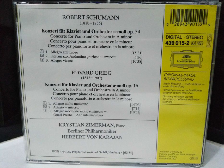 Cd Schumann/Grieg Piano Concertos - Klavierkonzerte.