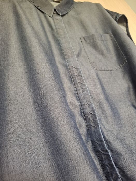 Granatowa a'la denim bluzka bez rękawów z wiązaniem