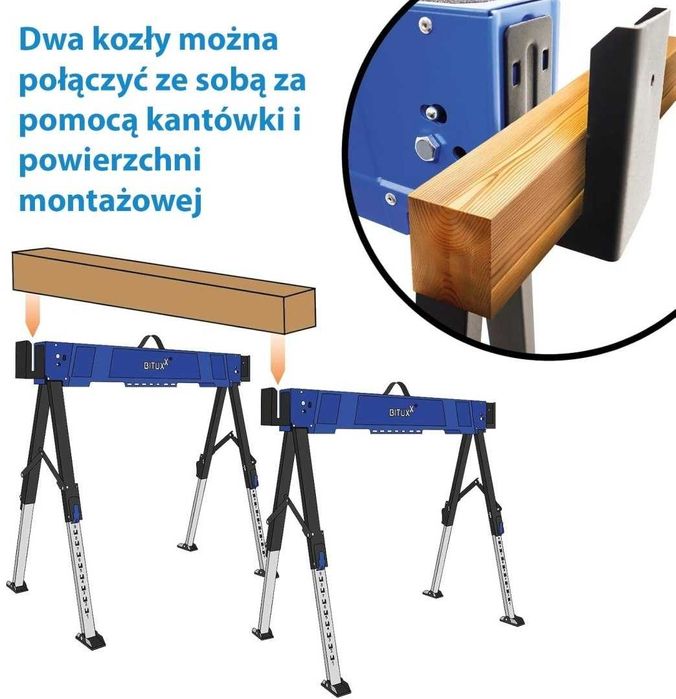 Stojaki robocze składane regulowane 600 kg zestaw 2 szt
