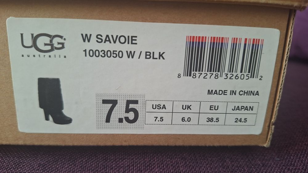 Зимові шкіряні на овчінці високі черевики UGG Savoie р.37,5-38