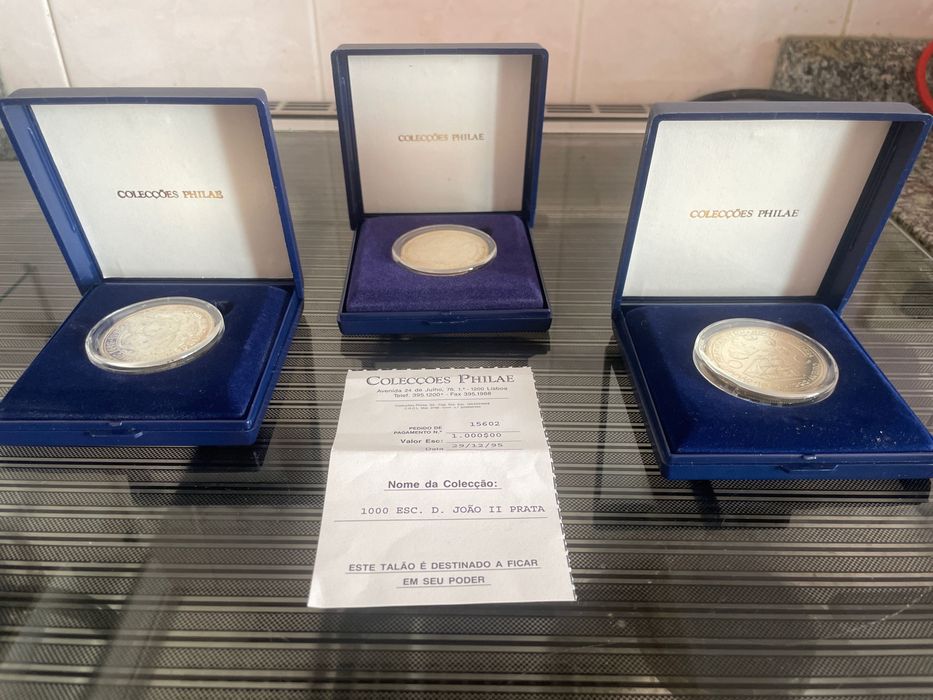 Coleção de 4 Moedas comemorativas em Prata - Philae - FDC - Com caixa Original e Talão de Compra