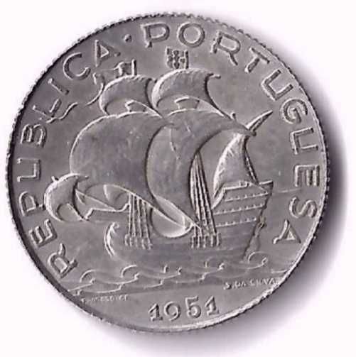 Moeda de 2.50 Escudos Prata 1951 EF(XF)/EBC/Bela KM#580 N#3710