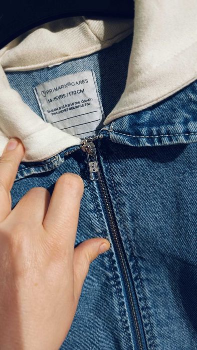Kurtka dżinsowa chłopięca primark 170 z dresowym kapturem